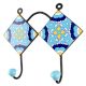 Ceramic Floral Tile Hook in Turquoise
